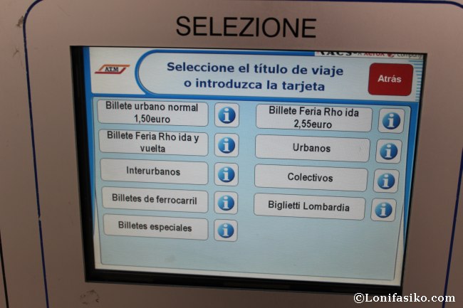 Precio billete metro de Milán