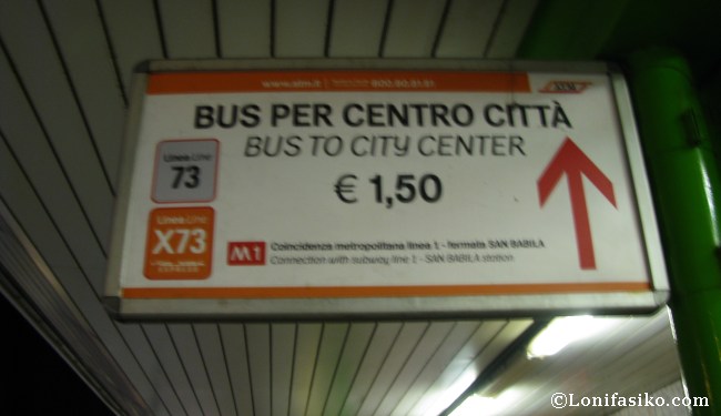 Transporte público desde aeropuerto Linate al centro de Milán