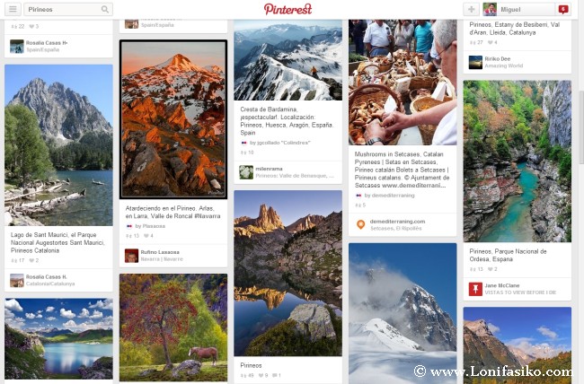 Pinterest, red social que agrupa fotografías de diferentes páginas web