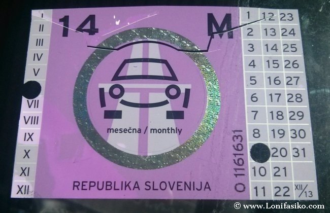 Viñeta para conducir por autopistas de Eslovenia