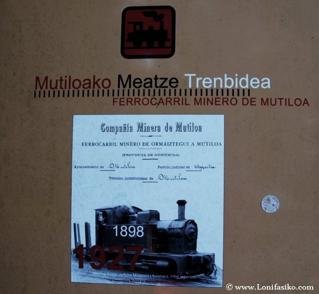 Panel de la vía verde y antiguo ferrocarril minero de Mutiloa-Ormaiztegi