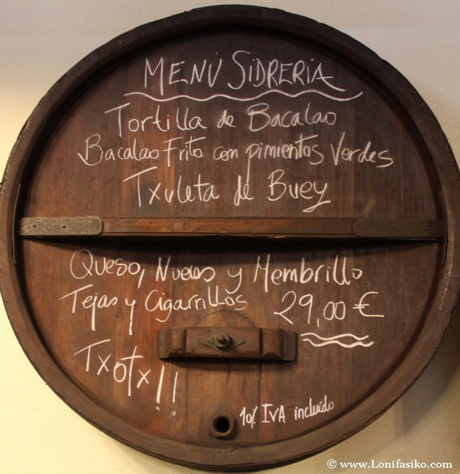 Menú típico sidrería vasca Euskadi