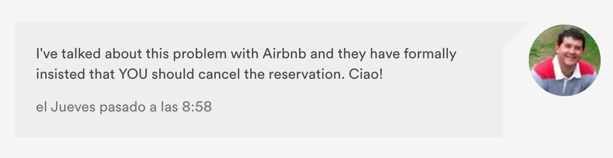 Airbnb cancelar reserva problema