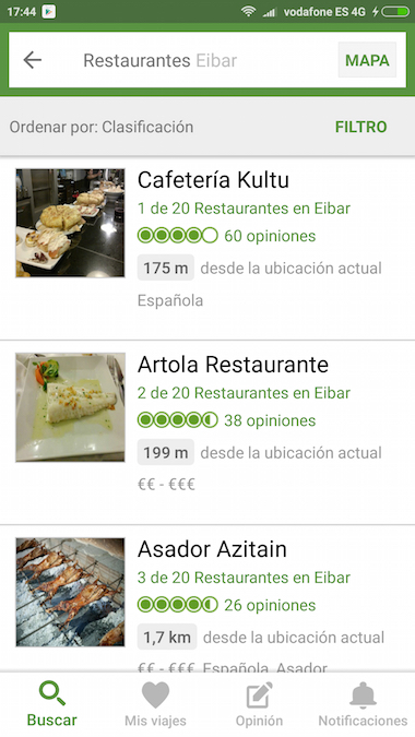 Tripadvisor app Restaurantes