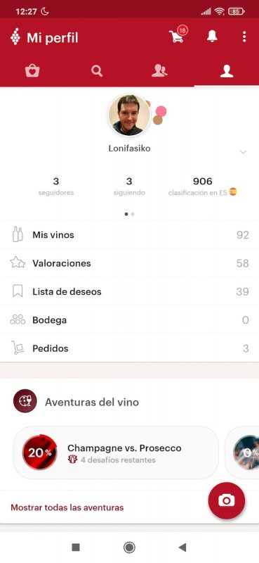 vivino app perfil de usuario winelover