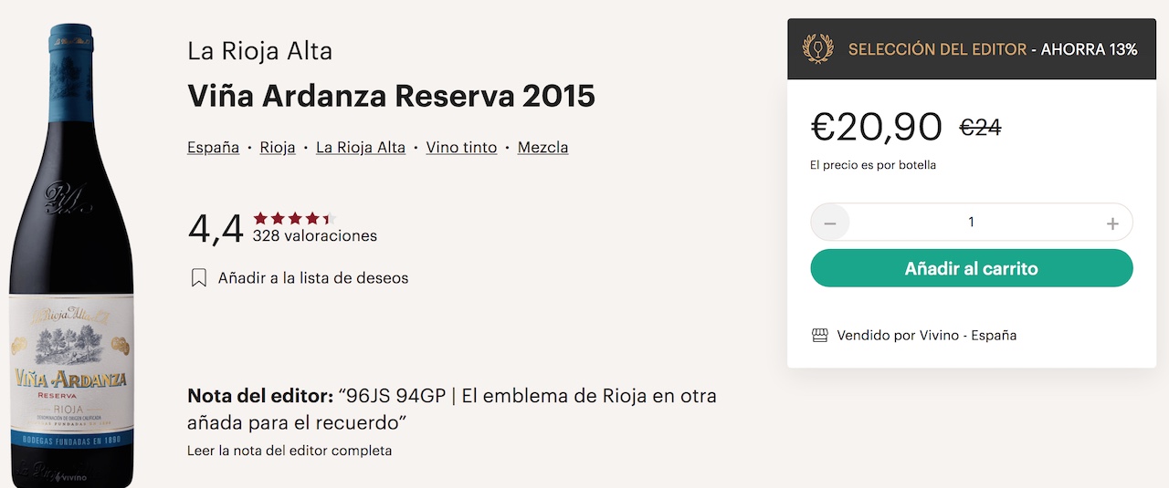 Comprar Viña Ardanza precio online en Vivino